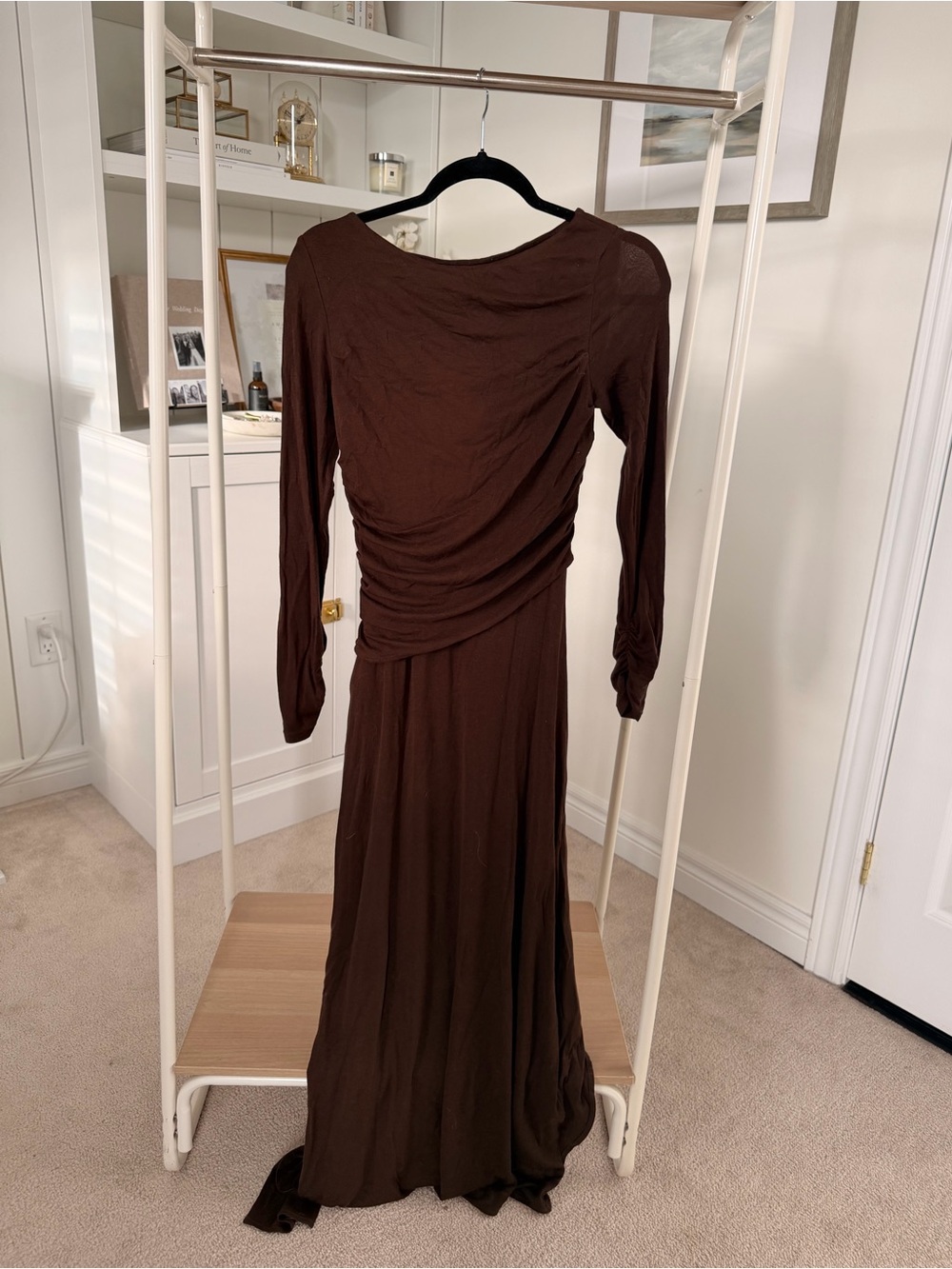Classic Long Sleeve Brown Maxi Dress